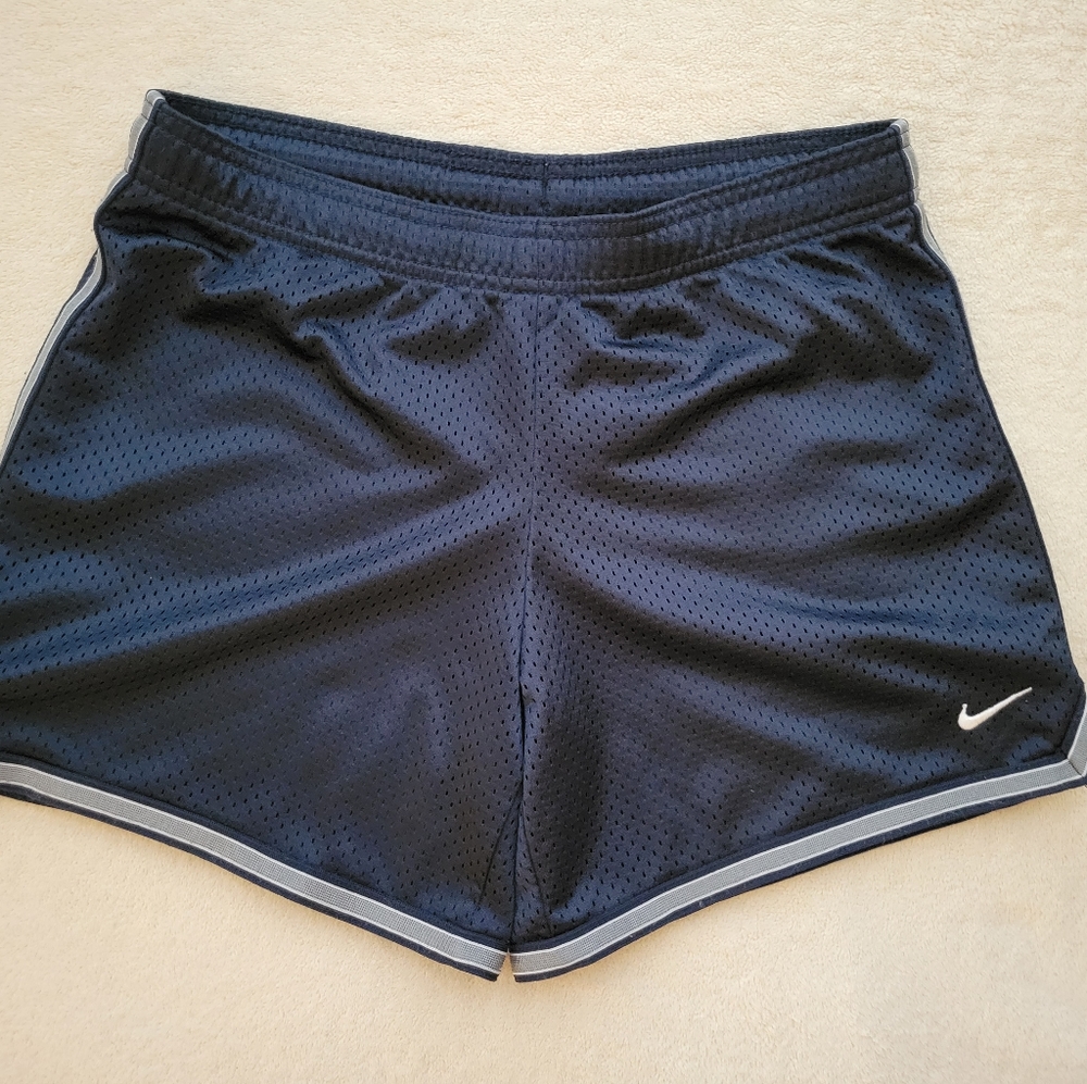 Nike Girls L/14-16 Dark Blue&Gray Mesh Shorts